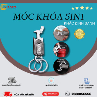 Móc chìa khóa ô tô 5 in 1 khắc tên móc khóa đa năng