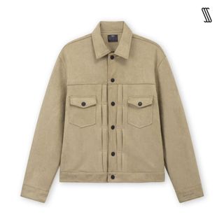 Áo khoác da lộn nam SSSTUTTER dáng boxy cách điệu cài cúc ốp túi S BOXY JACKET