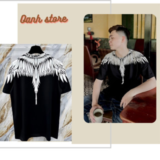 Áo Phông Đại Bàng  Cánh Trắng in vi tính  Tràn Cổ Hai Mặt - Áo Phông From Rộng Dày Dặn Siêu Phẩm Cháy Phố 51