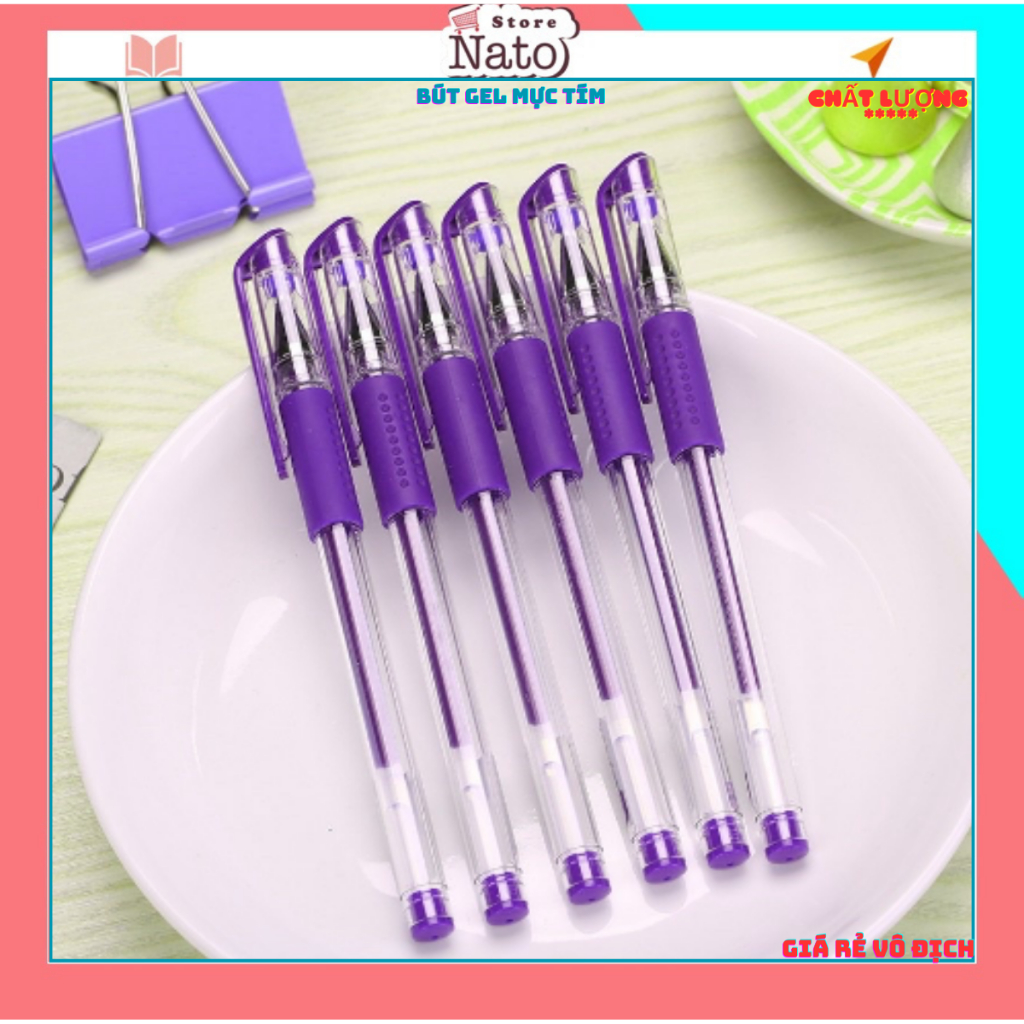 ComBo 50 Bút Nước Mực Tím - Xanh - Đen - Đỏ Viết Trơn,Không Tắc Mực_Giá Rẻ Chất Lượng,  Ngòi 0.38mm