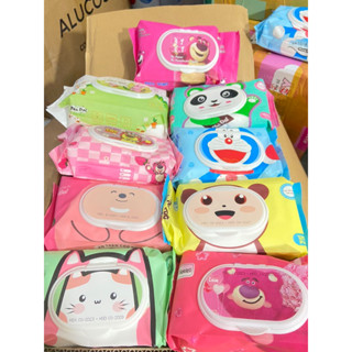   Combo 10 gói  Khăn ướt Phú Đạt hình gấu không mùi đate xa 