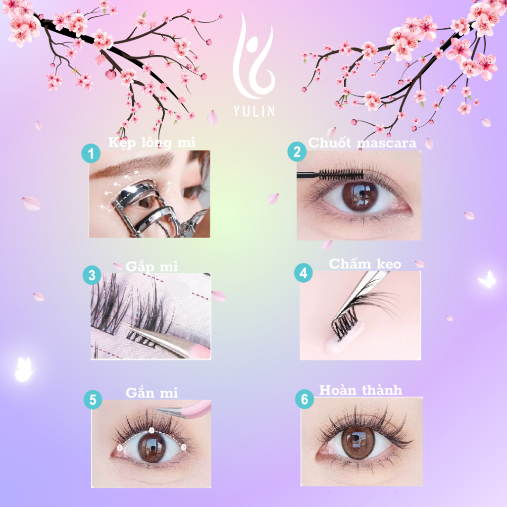 Mi giả tách sợi siêu mảnh và tự nhiên YULIN mã A09, mi tách sợi tặng kèm keo và kẹp lấy