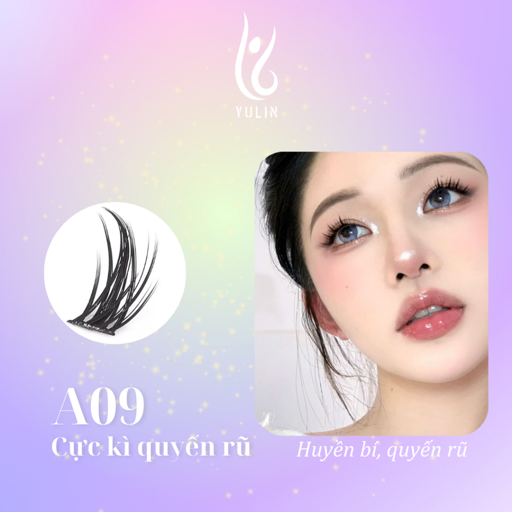 Mi giả tách sợi siêu mảnh và tự nhiên YULIN mã A09, mi tách sợi tặng kèm keo và kẹp lấy