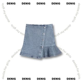  Chân váy jean chữ A xếp li DENIG 
