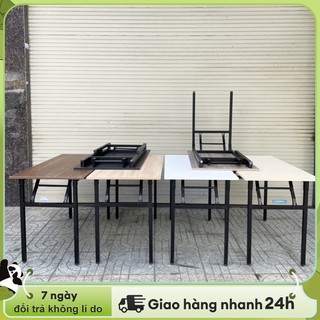 Bàn làm việc xếp gọn  MDF ĐEN nhập khẩu cao cấp - chân sắt MÀU ĐEN thép hợp kim sơn tĩnh điện cao cấp