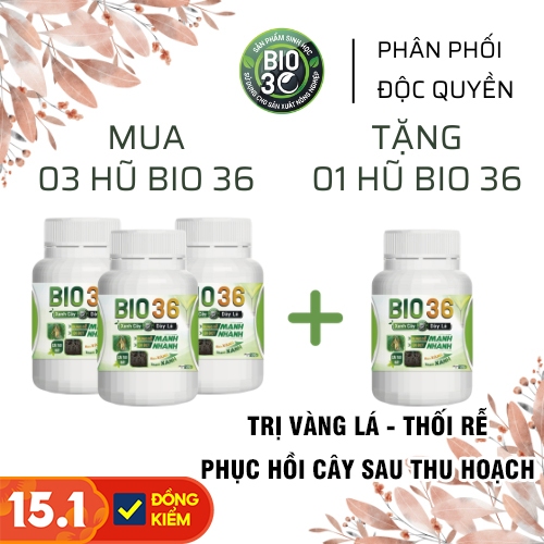 Bio36 Tăng Năng Suất Lên Đến 25 Tấn - Combo 3 Hũ Tặng 01 Hũ Bio36 Siêu Kích Rễ Đi Đọt