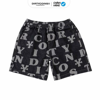 Quần DirtyCoins Letters Monogram Denim Short - Black
