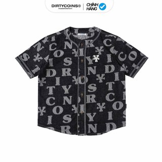 Áo Thun DirtyCoins Letters Monogram Denim Jersey Shirt - Black