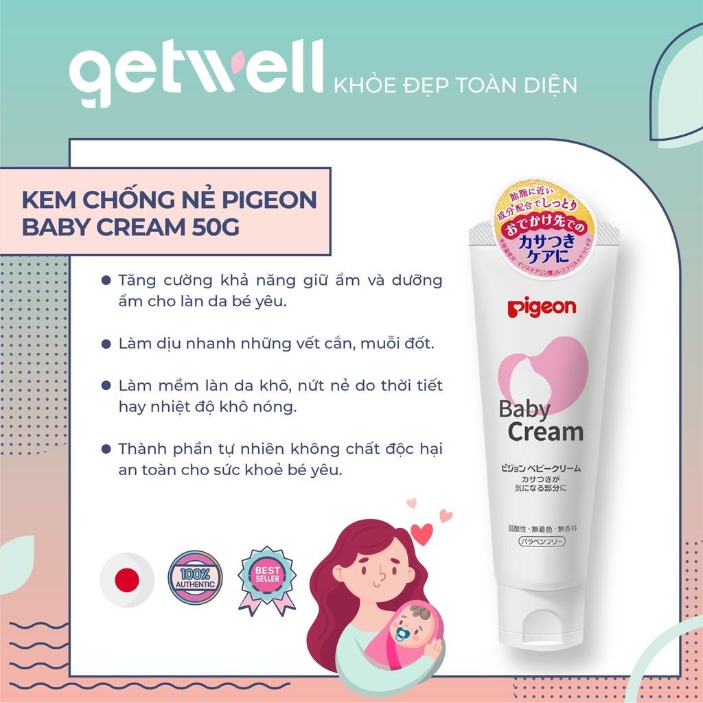 Kem Dưỡng Ẩm Cho Bé Pigeon Baby Cream Nội Địa Nhật 50g