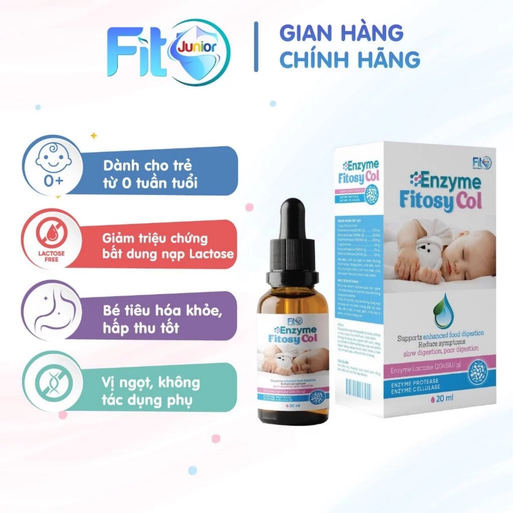 Enzyme Fitosy Col Cải Thiện Bất Dung Nạp Lactose, Rối Loạn Tiêu Hóa Cho Bé, Lọ 20 ml