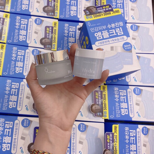 KEM DƯỠNG 9𝗪𝗜𝗦𝗛𝗘𝗦 𝗛𝗬𝗗𝗥𝗔 𝗦𝗞𝗜𝗡 𝗔𝗠𝗣𝗢𝗨𝗟𝗘 𝗖𝗥𝗘𝗔𝗠 [set gồm Kem 50ml tặng 30ml]