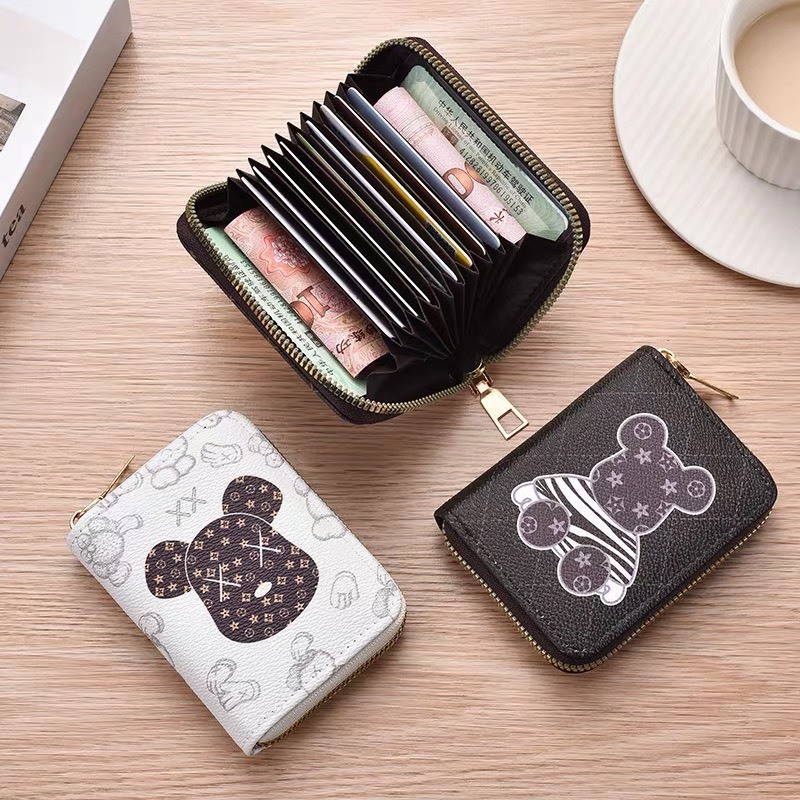 Ví Mini Nhiều Ngăn Hoạ Tiết Gấu X.X Tone Nâu Mẫu Mới Nhất Siêu Hot