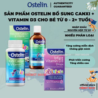 OSTELIN Úc Canxi & Vitamin D3 phát triển chiều cao cho bé từ sơ sinh, 6 tháng, và trên 2 tuổi