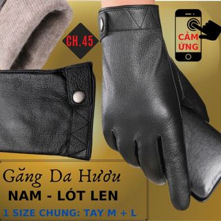 Găng Tay Da Hươu Nam Cảm Ứng ĐT Mỏng Nhẹ Lót Lông Cao Cấp Đi Mưa Thoải Mái, Dễ Lái Xe - Không Bong Nổ - BH 5 Năm - CH.45