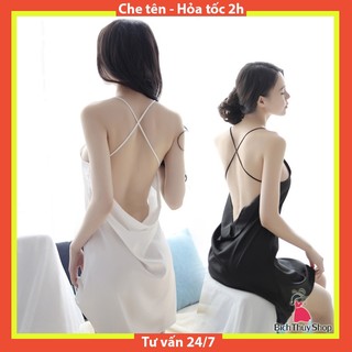 Đầm ngủ phi lụa hai dây chéo lưng gợi cảm BT024