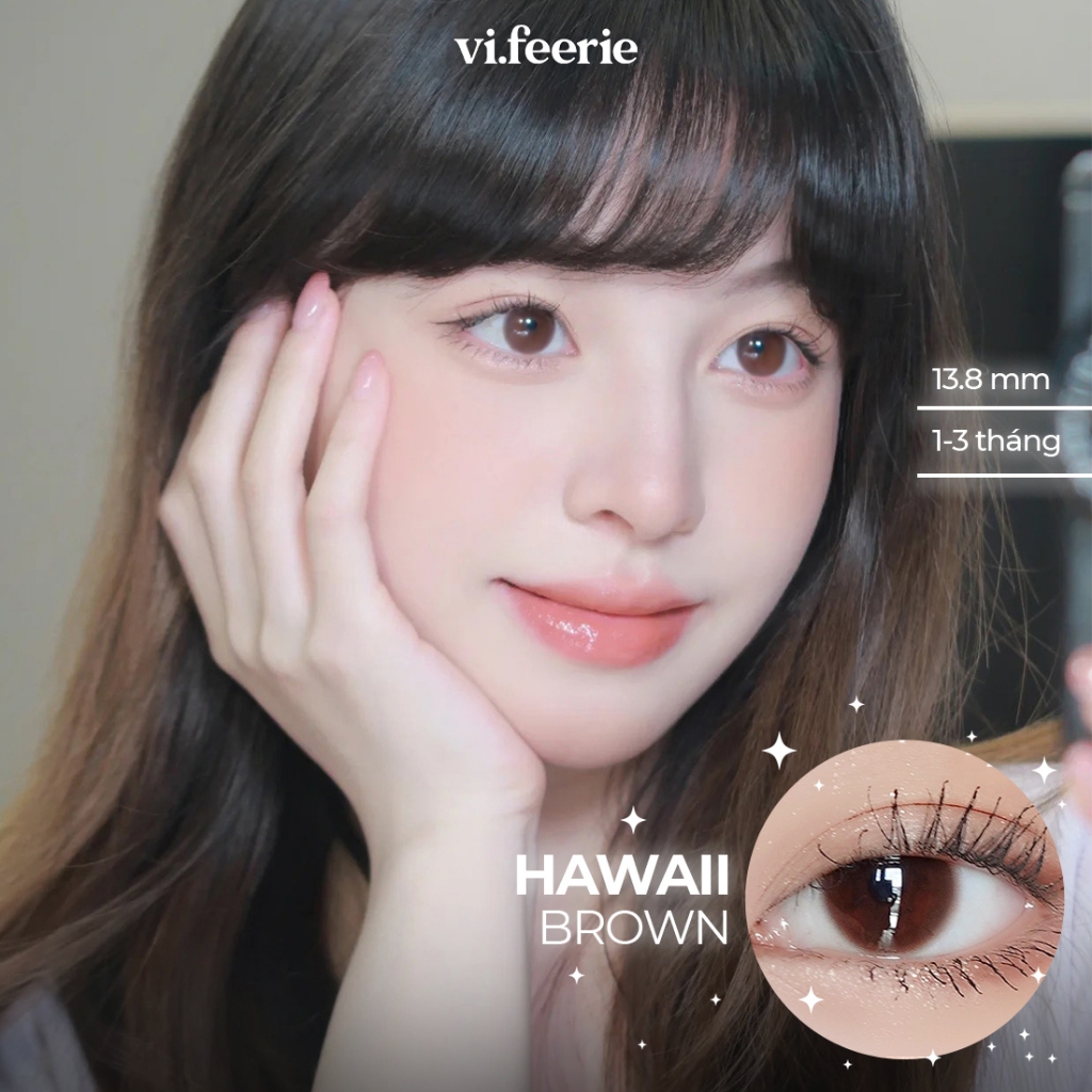 Kính áp tròng (lens) nâu choco Hawaii Brown đủ độ cận-VF Lens