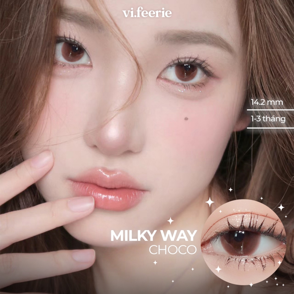 Kính áp tròng (lens) nâu choco Milky Way Choco đủ độ cận-VF Lens