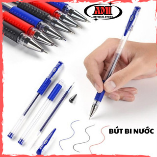 Bút bi nước văn phòng xanh, đen, đỏ siêu rẻ siêu đều mực_ami
