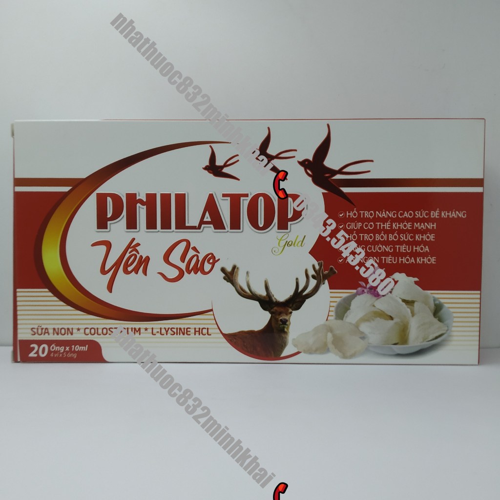 PHILATOP Gold YẾN SÀO hộp 20 ống - Giúp tăng cường đề kháng, bồi bổ cơ thể, trẻ em biếng ăn, người già ốm dậy