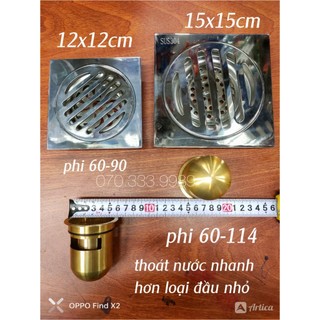 [Dầy 3Ly] Hố ga lược rác, Phễu thoát sàn inox chống hôi bằng Đồng đầu đạn Lớn, chống côn trùng (Bóng)