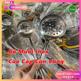 Bộ 2 món muôi inox cao cấp cán gỗ chống nóng loại 7cm