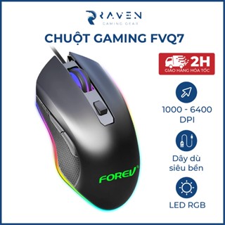 Chuột laptop, máy tính có dây FV-Q7, chuột công thái học dây dù có led - Raven Gaming Gear