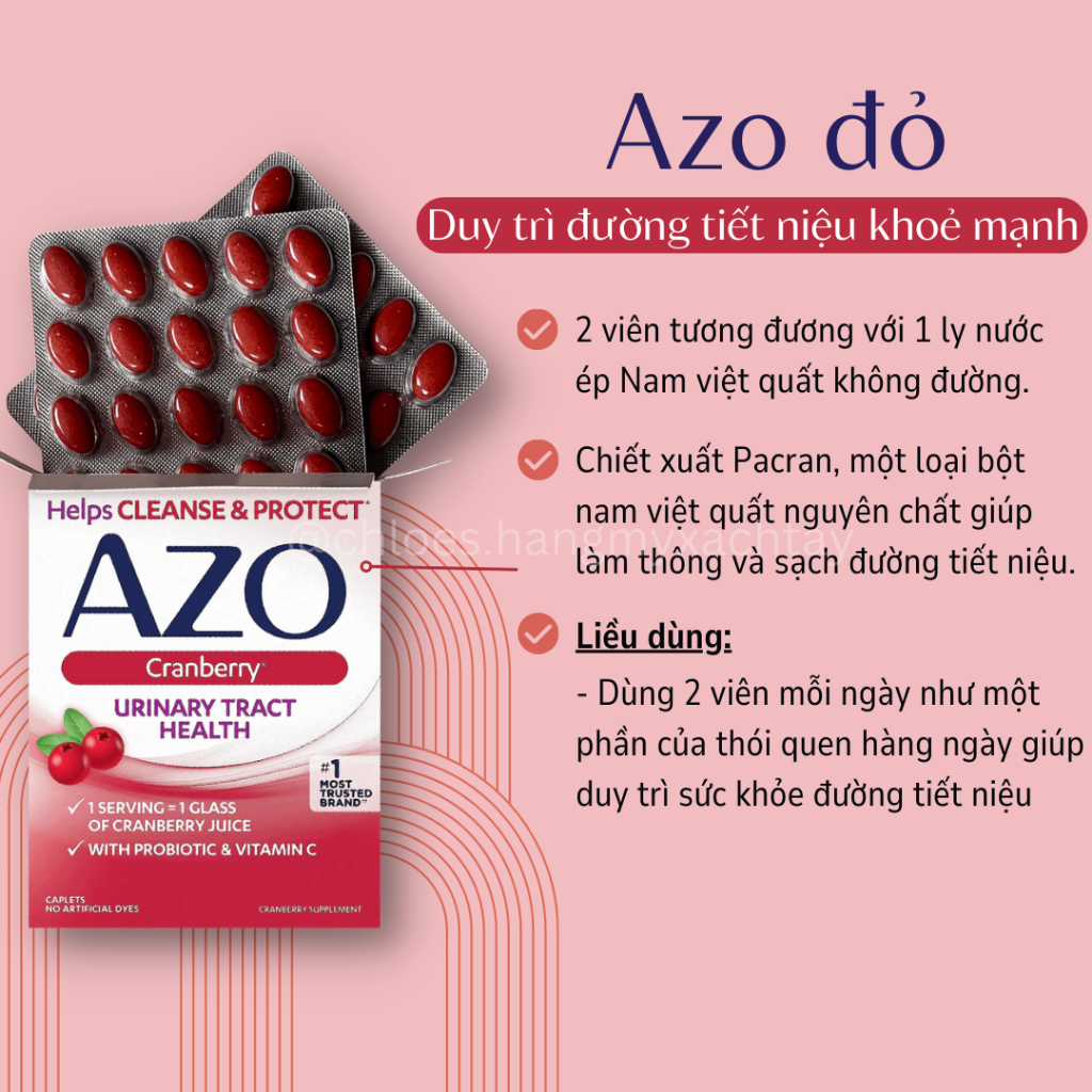 [Có che tên] Viên uống AZO đỏ Cranberry vàng Yeast Plus hỗ trợ sức khỏe đường tiết niệu nhập mỹ Date 2025-2026