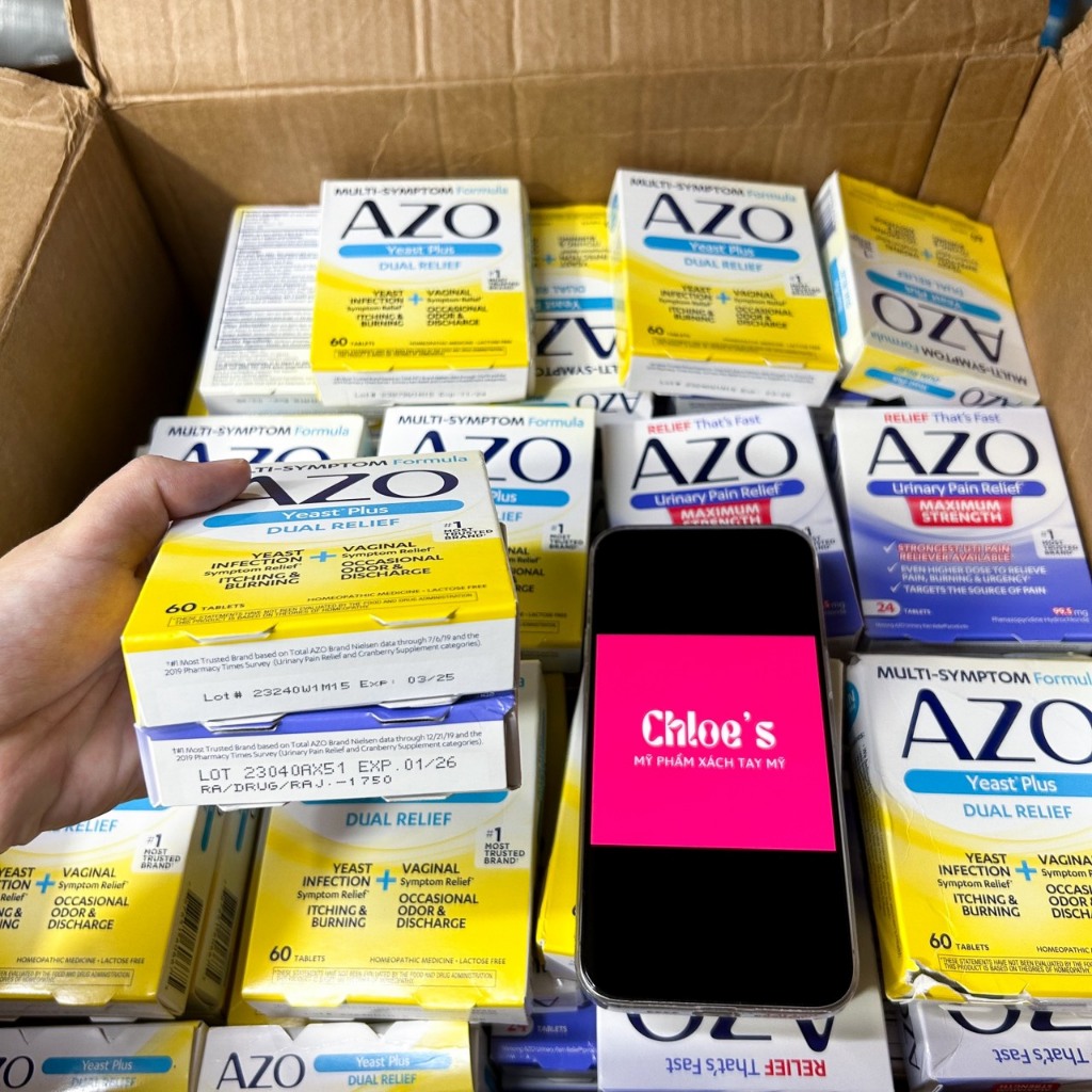 [Có che tên] Viên uống AZO đỏ Cranberry vàng Yeast Plus hỗ trợ sức khỏe đường tiết niệu nhập mỹ Date 2025-2026