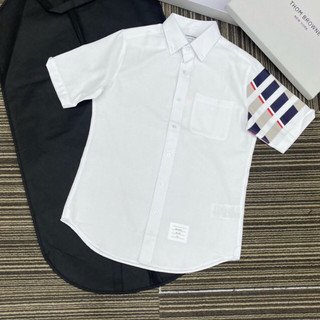 Áo sơ mi bản mới - áo sơ mi hoạ tiết 4 sọc - áo sơ mi thom browne