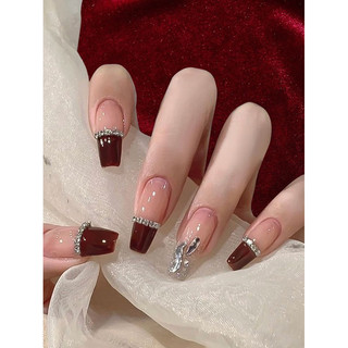 Nailbox - Móng giả thiết kế❣️Mẫu xinh tone đỏ đính đá Siêu sáng✨ Bling Bling