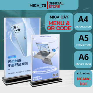 Kệ mica để bàn A4 A5 A6 B6 A7, menu mica dày 5mm đủ kích thước