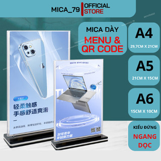 Kệ mica để bàn, menu mica A5, A6, A7 (15 x 21cm) và (10 x 15cm)