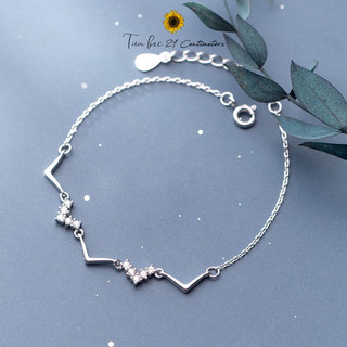 Lắc tay bạc Tiệm bạc 21 Centimeters Zigzag đính đá