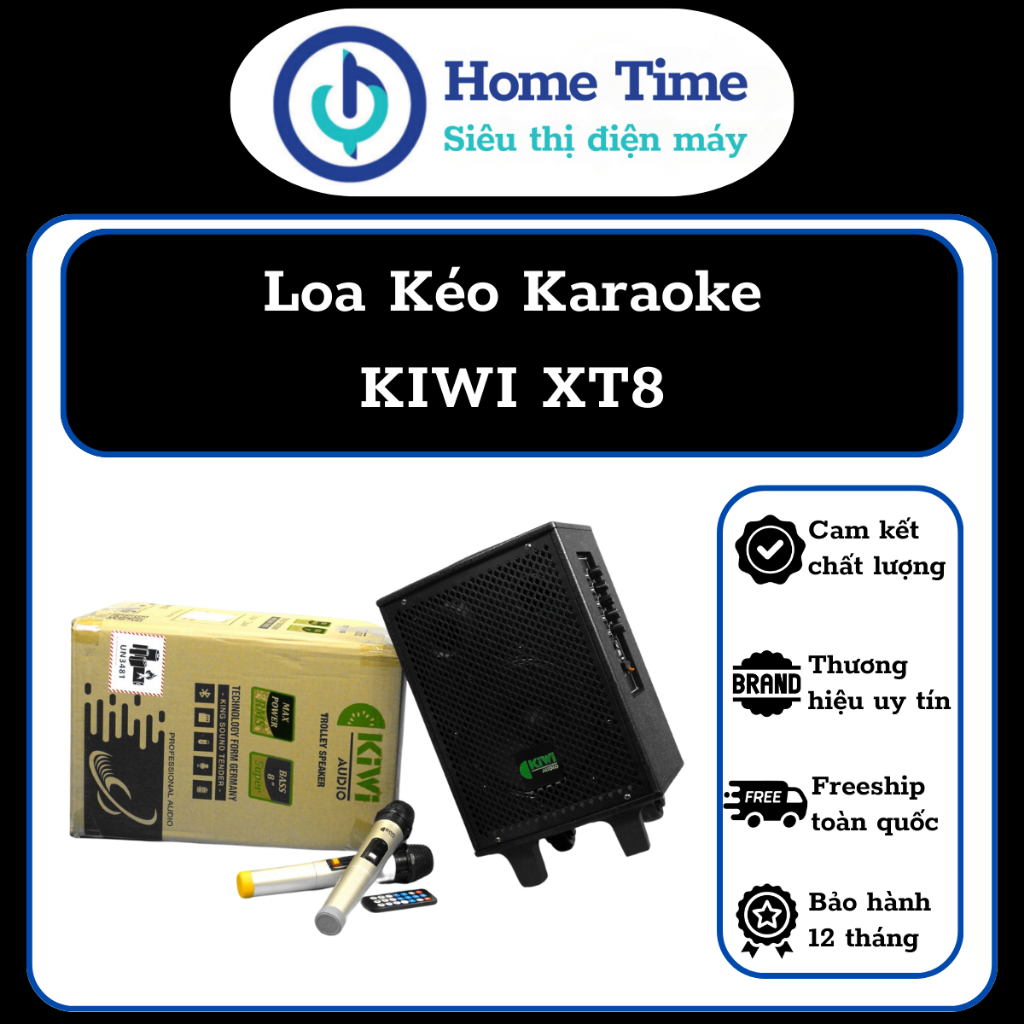 Loa Bluetooth, Loa Kéo, Loa Karaoke KIWI XT8 - Bass 20 - Công suất ổn định 50W - Hàng chính hãng - Bảo hành 12 tháng