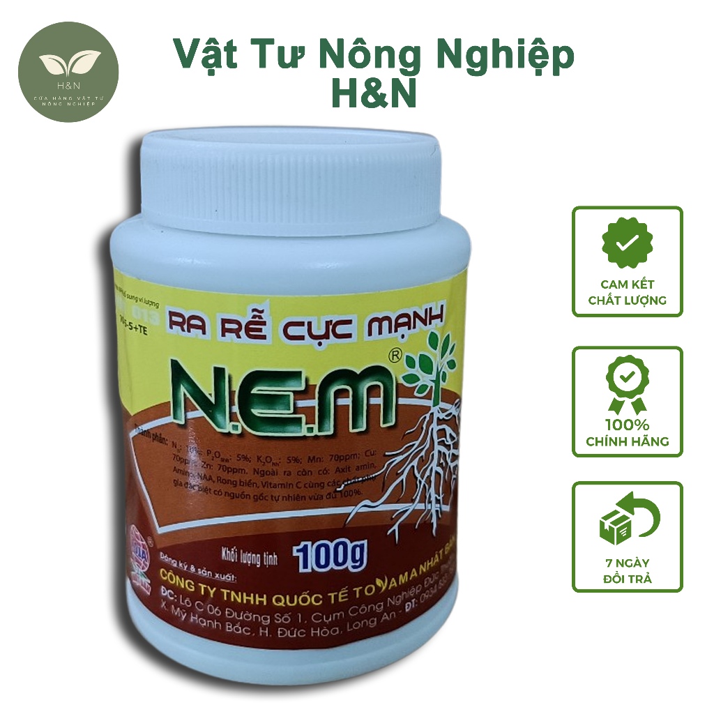 Phân bón NEM kích rễ cực mạnh hàng chính hãng Chai 100g - chai 30ml Vật Tư Nông Nghiệp H&N