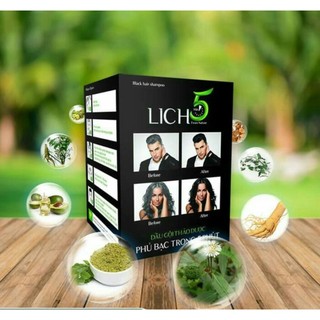 Dầu gội đen tóc thảo dược lich5 hộp 10 gói