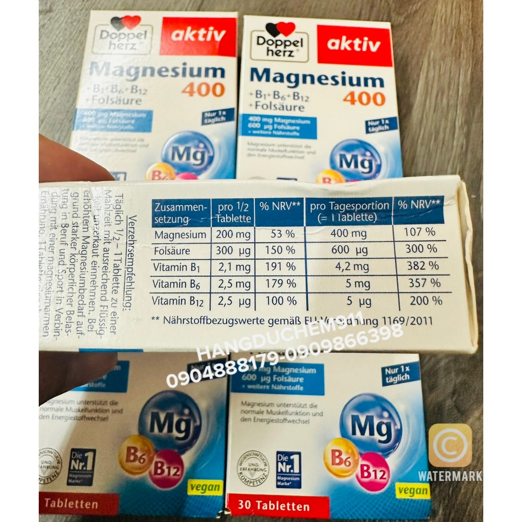 Viên bổ sung Magnesium Sắt Vitamin B1 30 viên nội địa Đức mẫu mới 2024