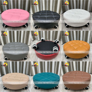 Ghế Bánh Xe Bệt Xoay 360 độ, Ghế Nail Tròn Múi Da Cao Cấp Di Chuyển Dễ Dàng (Hàng Sẵn Shop)