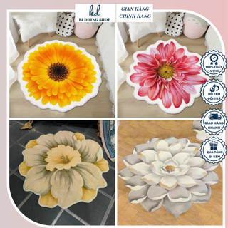 Thảm chân decor phòng khách 3d hình bông hoa kích thước 120cm x 120cm