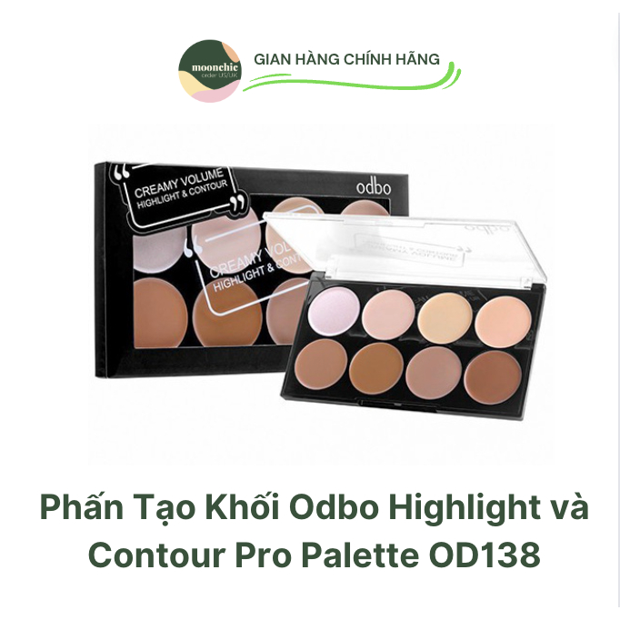 Phấn Tạo Khối Tông Nâu Sáng Odbo Highlight và Contour Pro Palette OD138