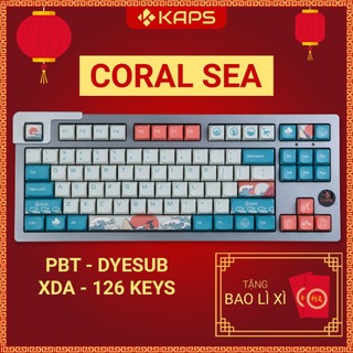 Keycap Coral Sea PBT profile XDA in dyesub 126 nút cho bàn phím cơ layout 108/104/98/87/84/75/68/64/61