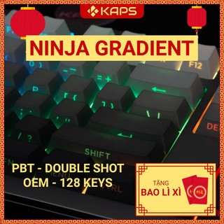 Keycap ninja gradient pbt xuyên led profile oem in double-shot 128 nút cho bàn phím cơ layout 108/104/98/87/84/75