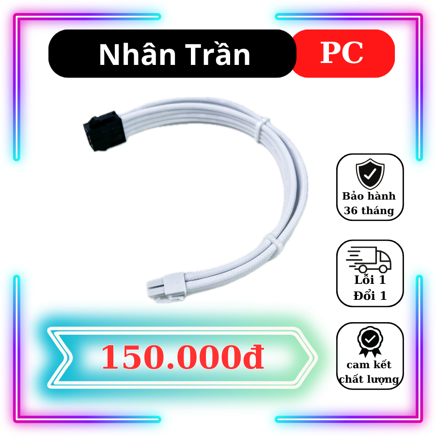 Dây nối dài 8 pin VGA SỢI TO, trang trí nguồn máy tính pc gaming dây Silicon bọc dù