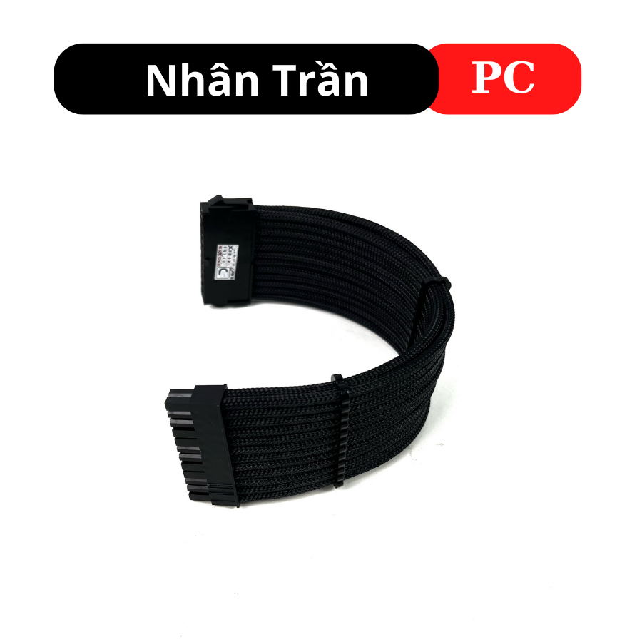 Dây nối dài 24 pin CPU SỢI TO, trang trí nguồn máy tính pc gaming dây Silicon bọc dù