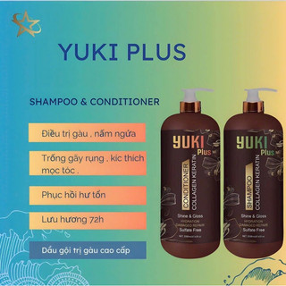   Hàng Chính Hãng  DẦU GỘI XẢ keratin  yuki plus 2000ml chống RỤNG TÓC PHỤC HỒI TÓC sỉ salon spa 