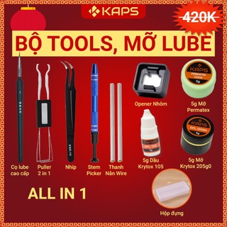 Bộ dụng cụ, dầu mỡ lube bàn phím tool lube | Mỡ lube switch | Lube tool | All in 1 | Combo 10 | Dụng cụ lube switch,stab