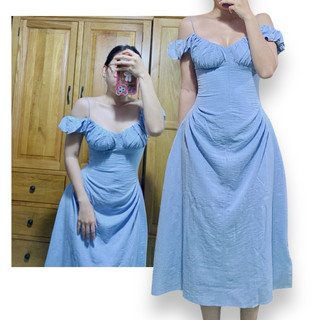 Đầm xoè 2 dây trễ vai size S eo dưới 65cm ( Quận Tân Phú, Hoả tốc HCM )
