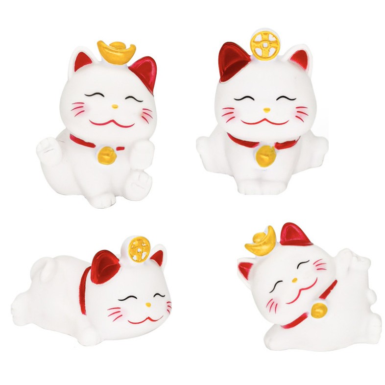 Set 4 mèo may mắn MH20 mô hình tiểu cảnh trang trí