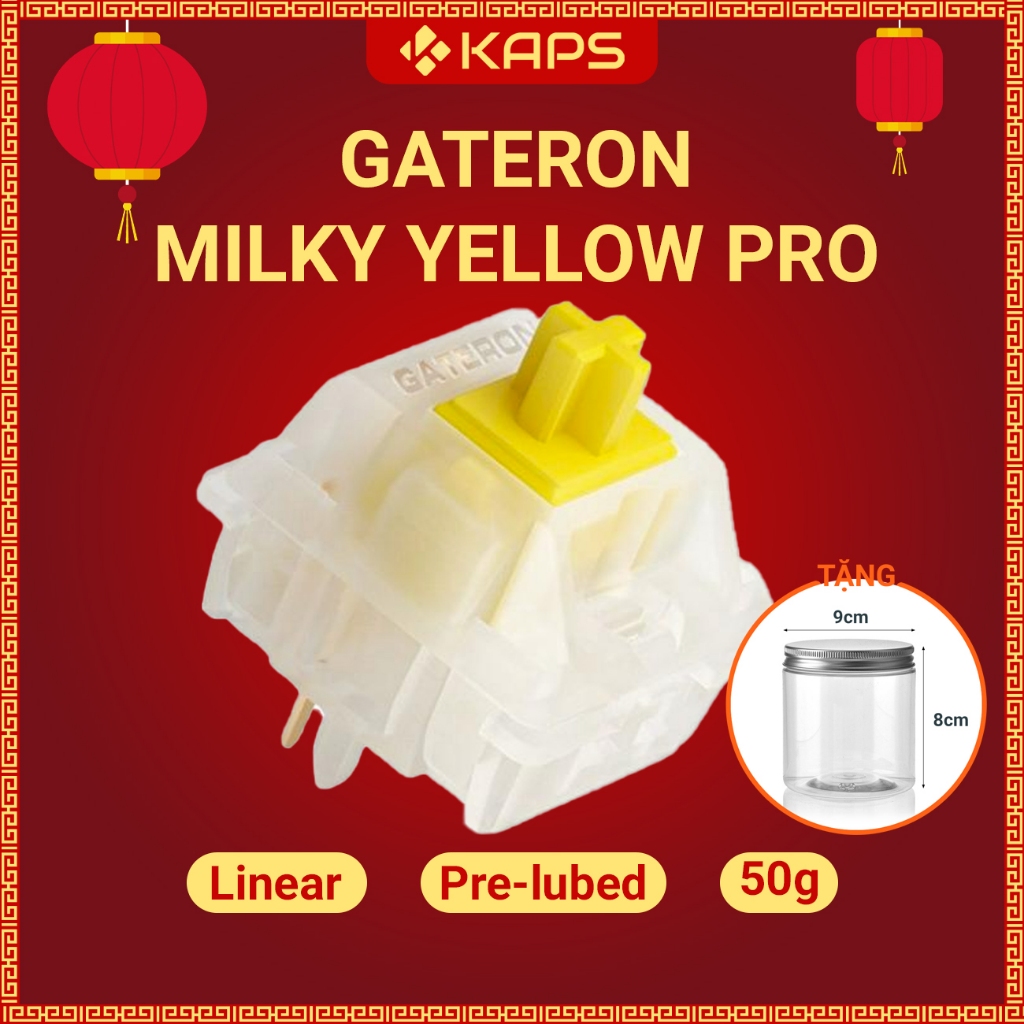[COMBO 5 SWITCH] Switch Gateron Milky Yellow Pro, switch linear, 5 chân dùng cho bàn phím cơ