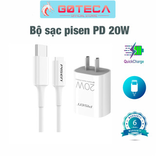 Bộ củ cáp sạc 20w pD Pisen sạc nhanh cho 8 đến 14 và nhiều dòng điện thoại